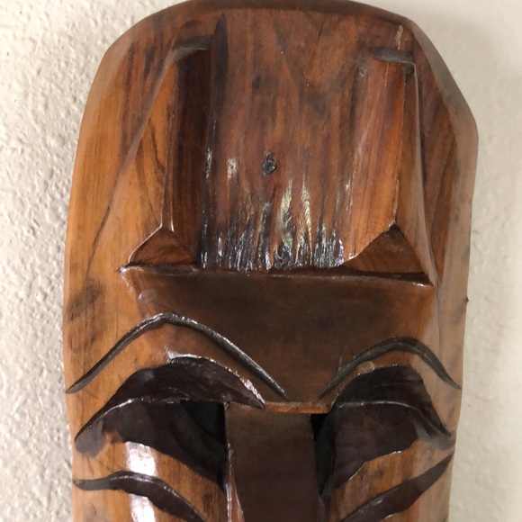 Hand carved wooden mask 1980’s awesome tribal piece Vgt wall wood hanging - Picture 8 of 12